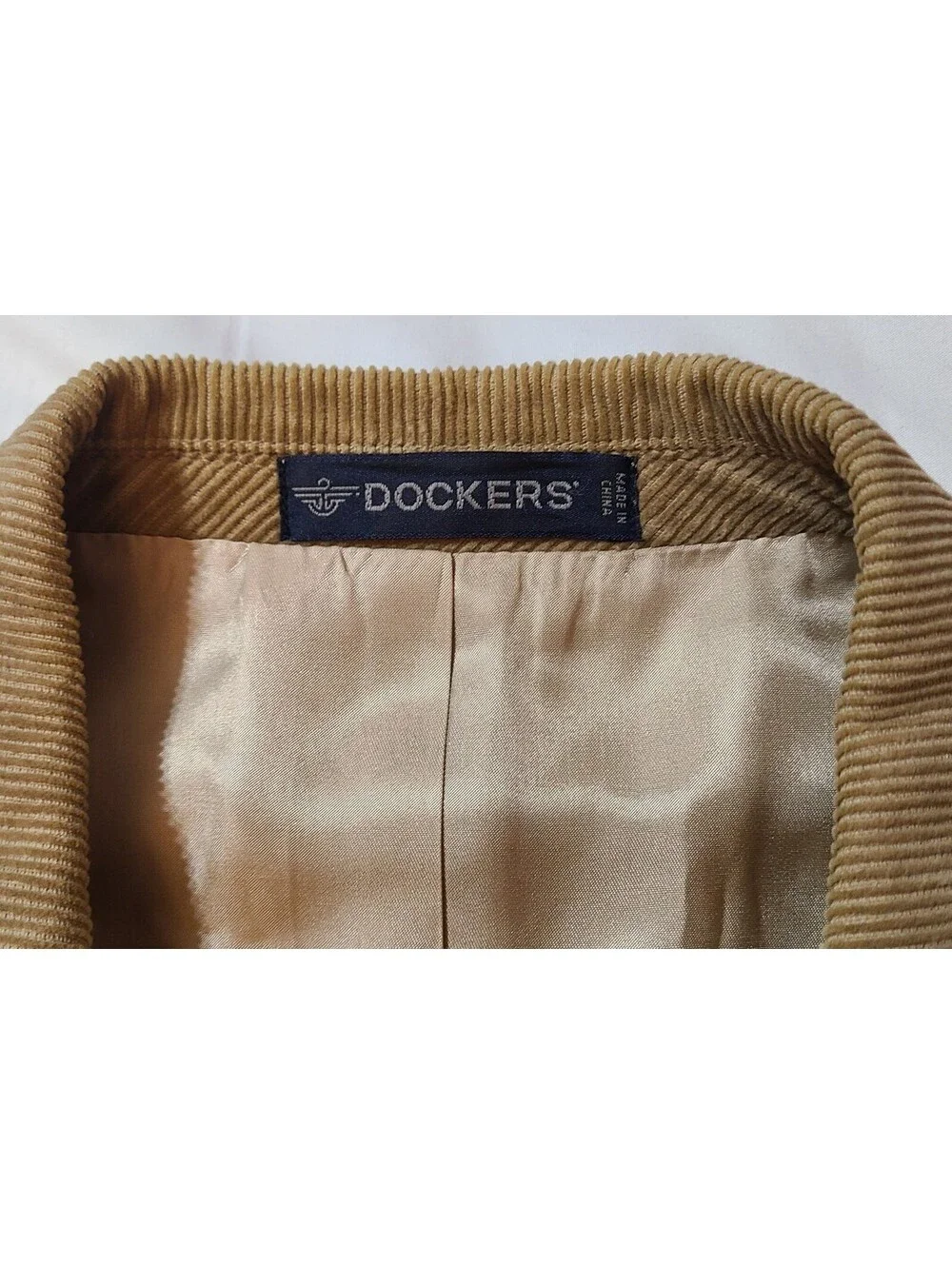 Dockers Corduroy Blazer Mens Size 44R Tan Jacket University Academic Preppy EUC